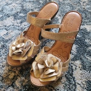 Born gold leather heels size 10